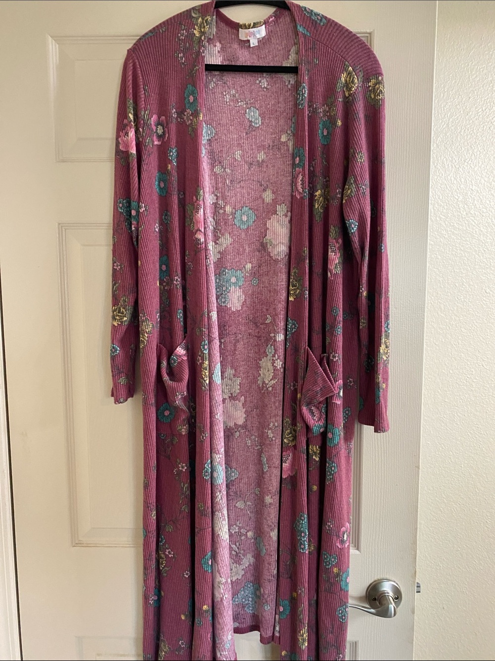 LuLaRoe Mauve Floral Open-Front Duster
